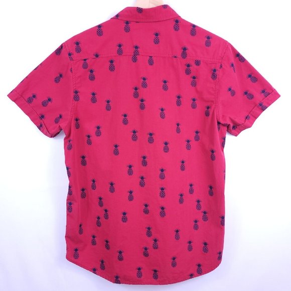 Iron Co Short Sleeve Red Pineapple Hawaiian Button Up Shirt Size S Mens & Unisex - Picture 2 of 9